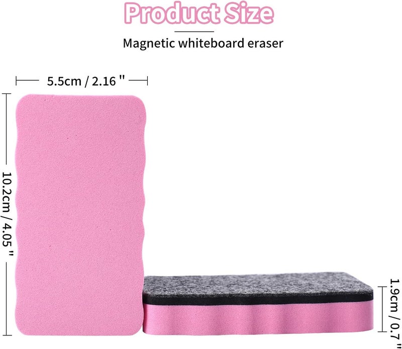 BINGBING Dry Erase Erasers, 8 Pack Magnetic Whiteboard Eraser Chalkboard Eraser Dry Eraser for Classroom Office and Home (8pcs Pink) - Image 2